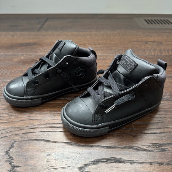 Converse Black High-Top Kids Sneakers - Picture 2 of 10
